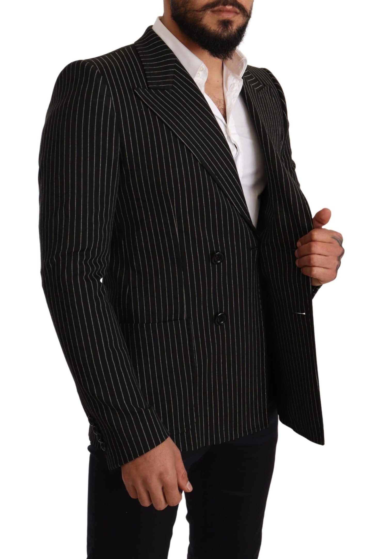 Dolce &amp; Gabbana Elegant striped wool blazer with silk lining