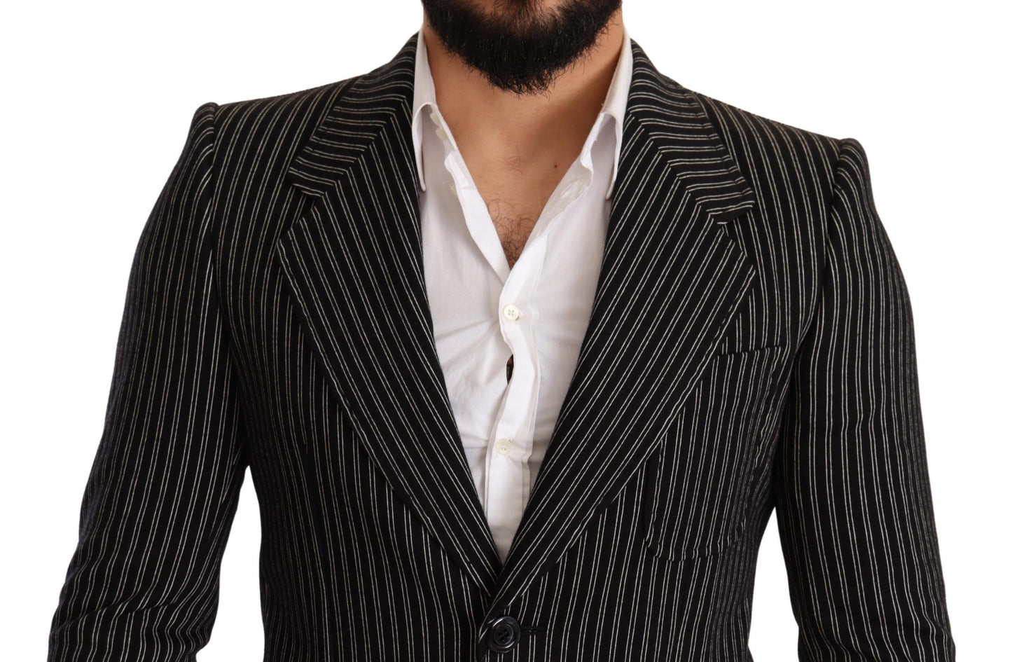 Dolce & Gabbana Eleganter schwarz gestreifter Blazer aus Schurwolle