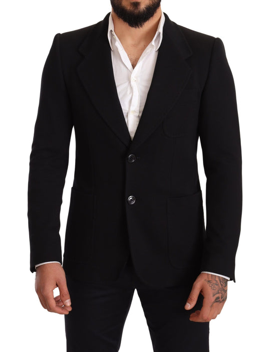 Dolce & Gabbana Eleganter, schmal geschnittener Blazer aus schwarzer Baumwolle