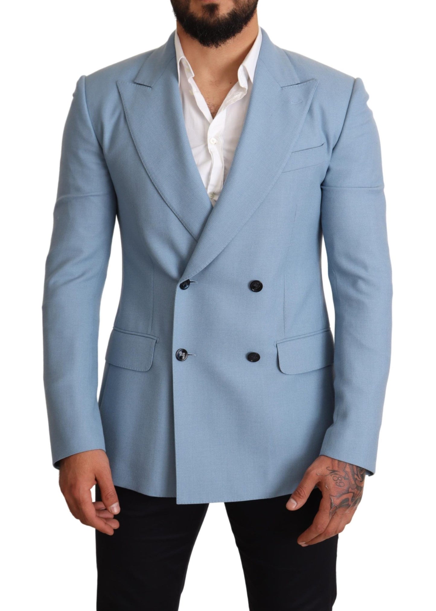 Dolce & Gabbana Eleganter blauer Kaschmir-Seiden-Blazer für Herren