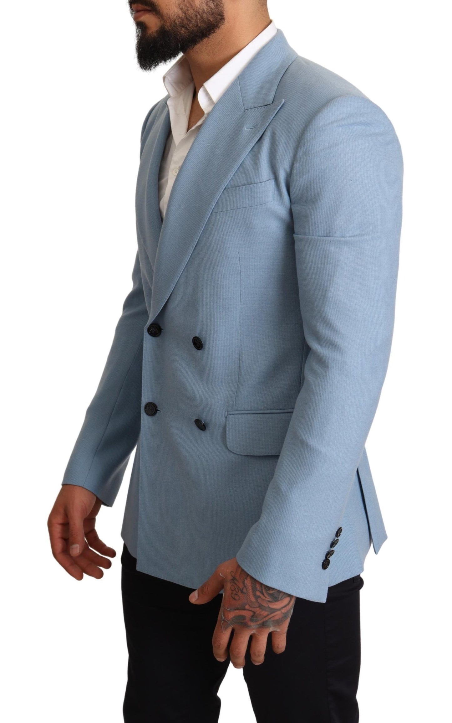 Dolce & Gabbana Eleganter blauer Kaschmir-Seiden-Blazer für Herren