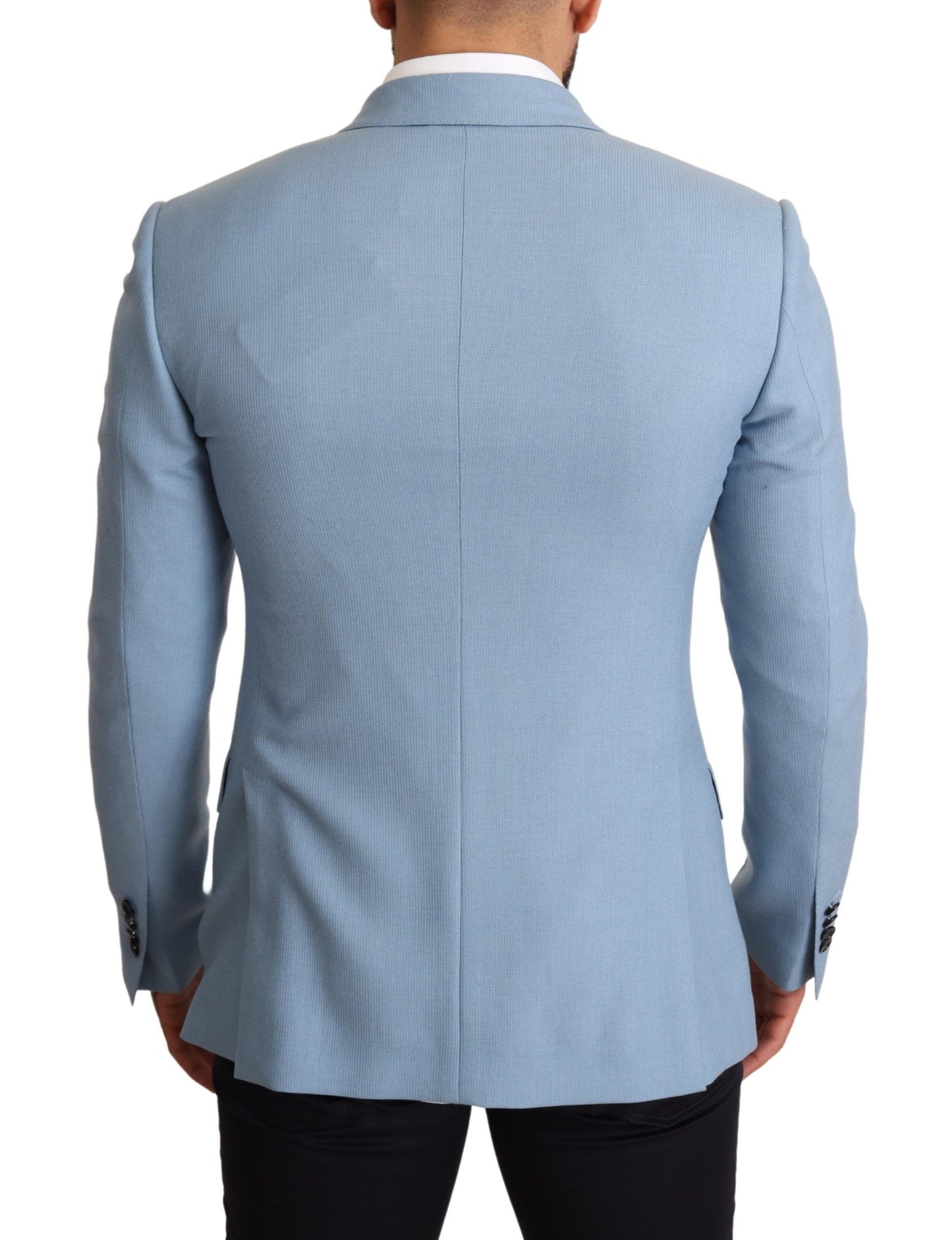 Dolce &amp; Gabbana Elegant Blue Cashmere Silk Blazer miehille