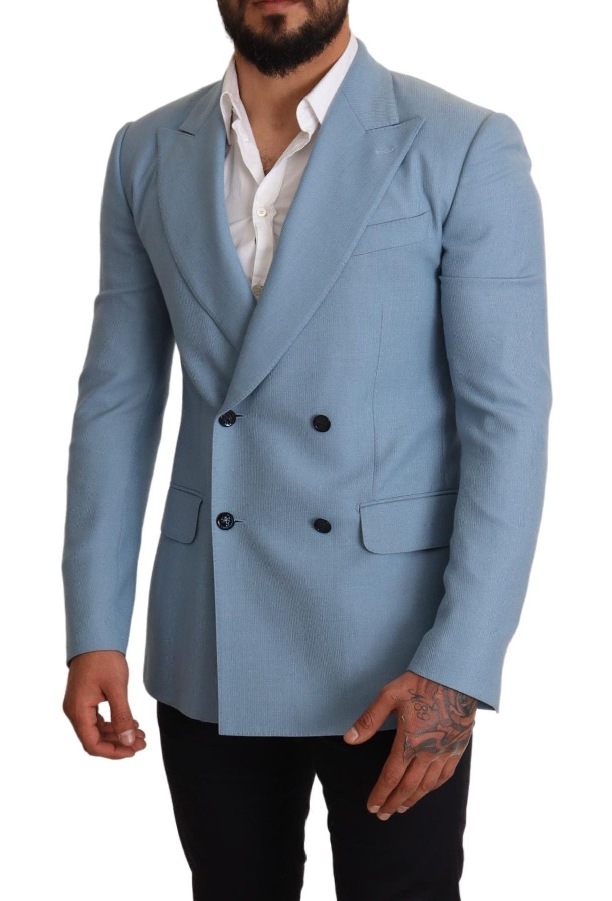 Dolce & Gabbana Eleganter blauer Kaschmir-Seiden-Blazer für Herren