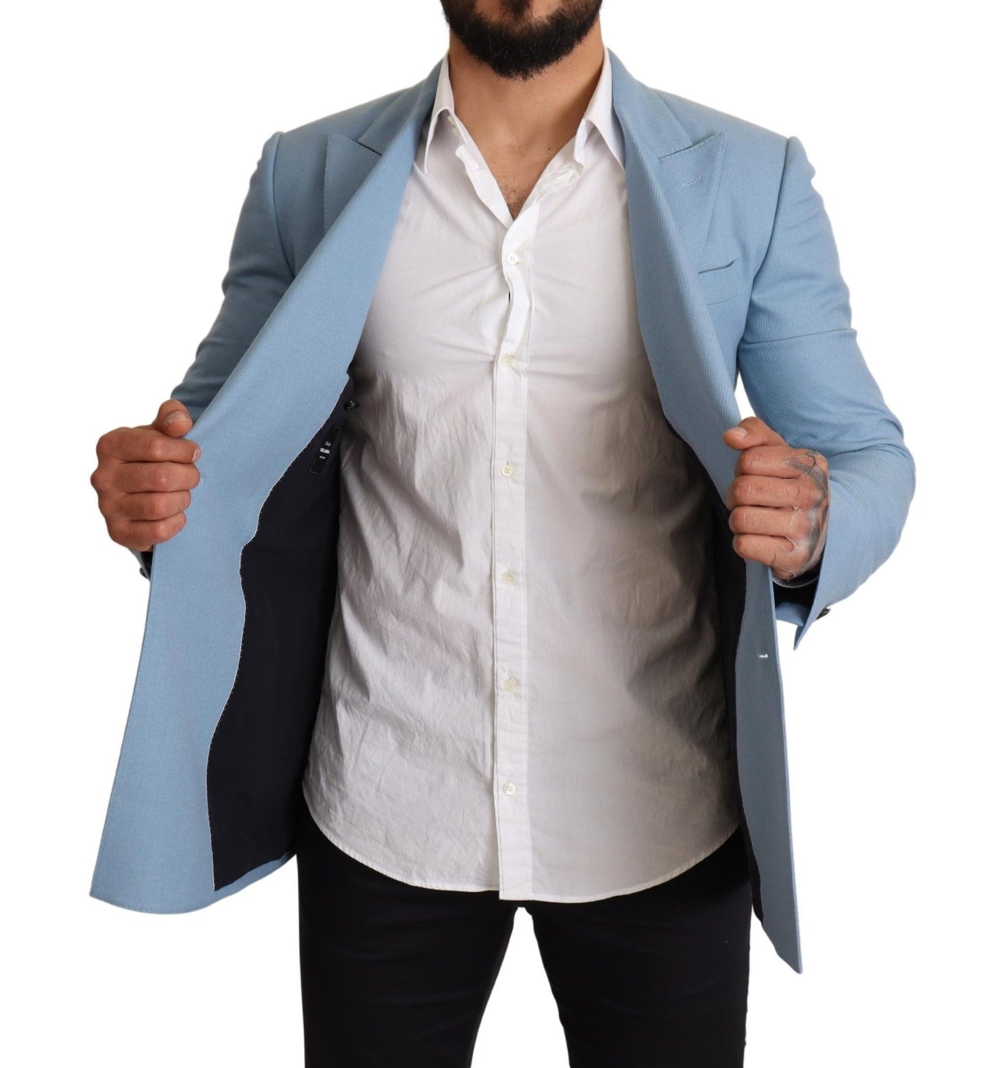 Dolce &amp; Gabbana Elegant Blue Cashmere Silk Blazer miehille