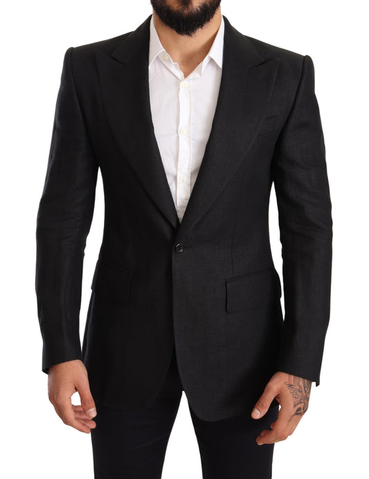 Dolce & Gabbana Eleganter, schmal geschnittener Blazer aus schwarzem Leinen