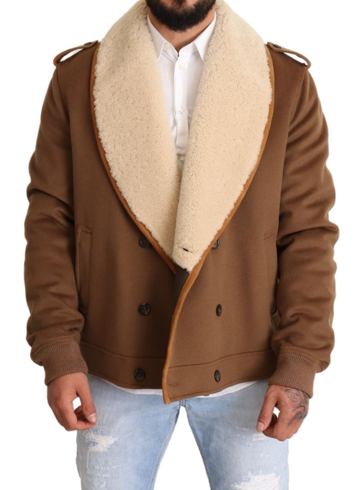 Dolce & Gabbana Elegante doppelreihige Jacke aus Shearling