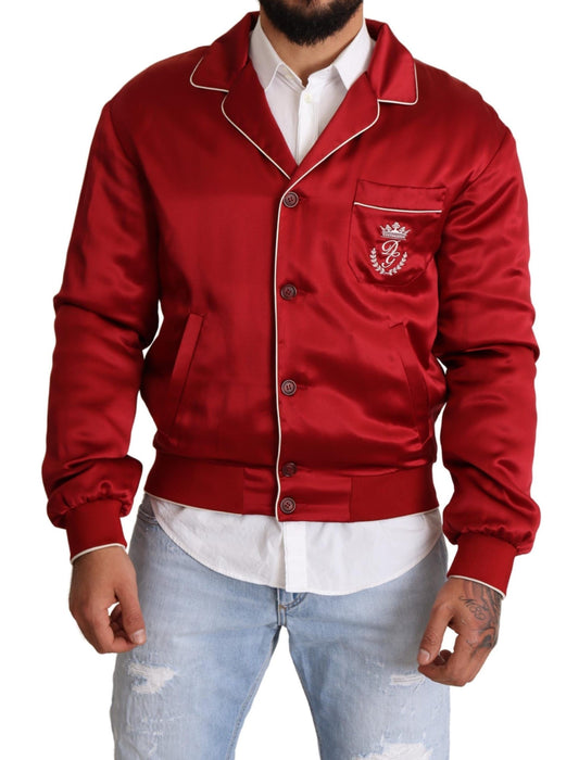 Dolce &amp; Gabbana upea Red Silk Bomber -takki