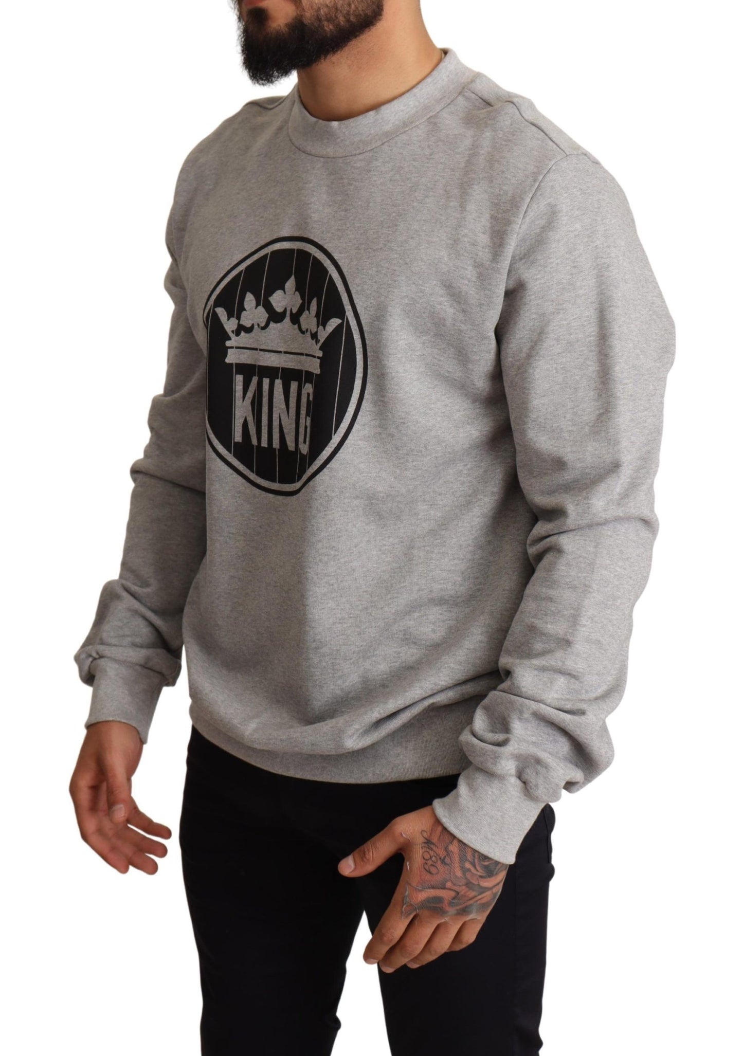 Dolce &amp; Gabbana Regal Crown Cotton Sweater - hienostunut harmaa