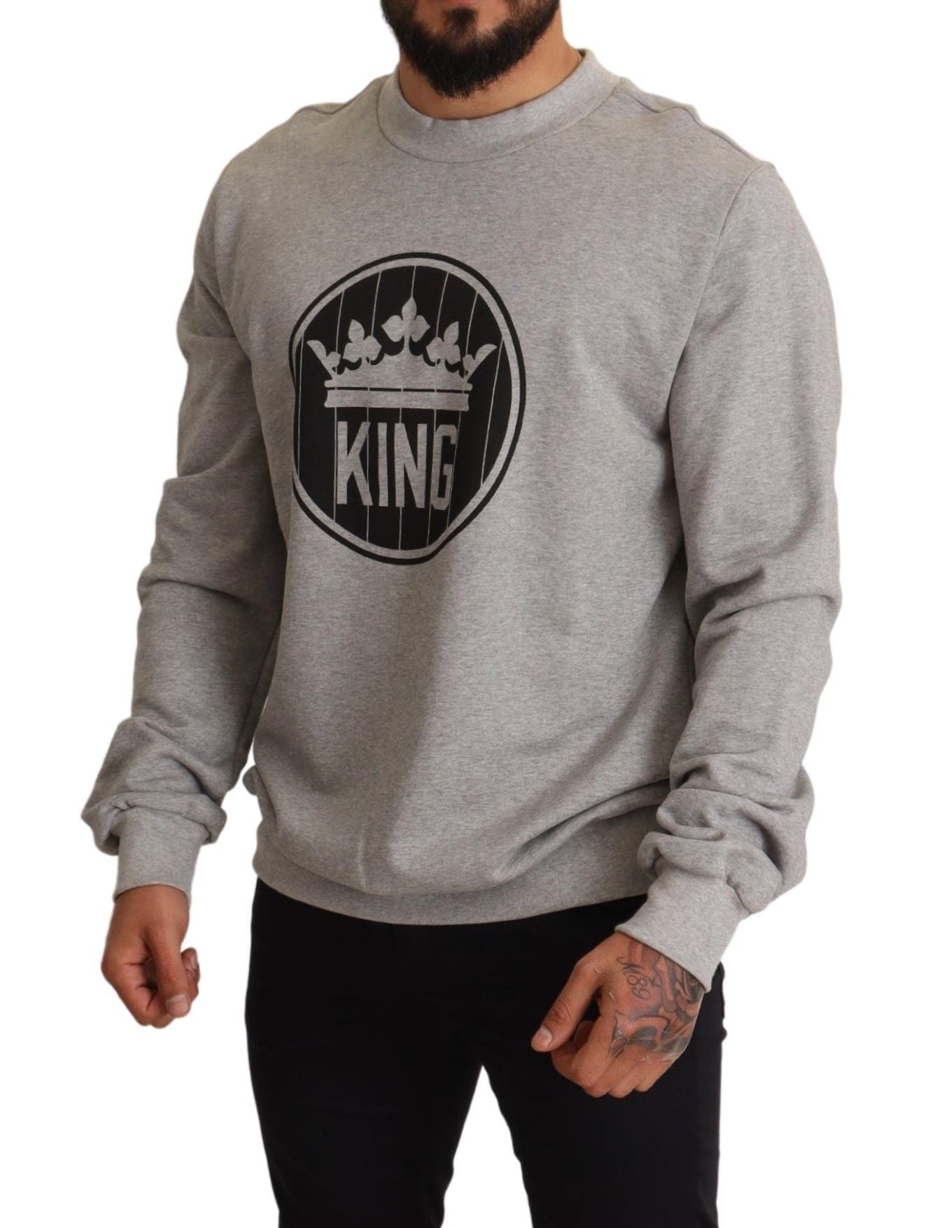 Dolce &amp; Gabbana Regal Crown Cotton Sweater - hienostunut harmaa