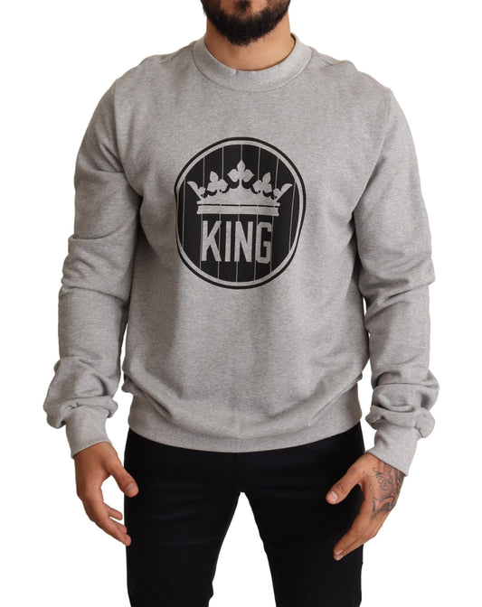 Dolce & Gabbana Regal Crown Pullover aus Baumwolle - Sophisticated Gray