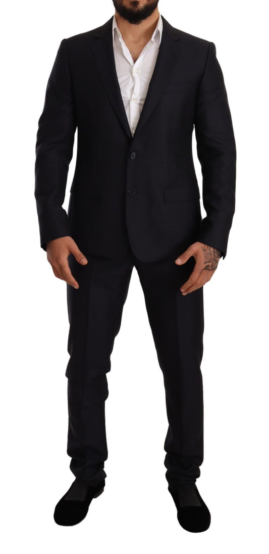 Dolce &amp; Gabbana Elegant slim fit jacquard suit in blue