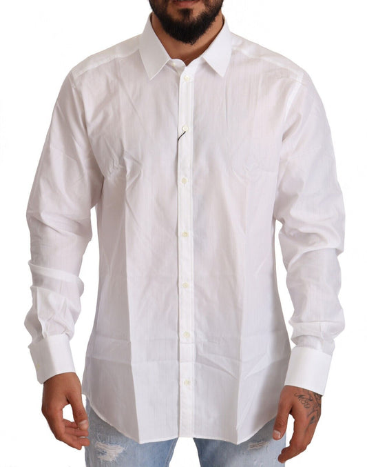 Dolce &amp; Gabbana White Cotton Martini Fit Shirt