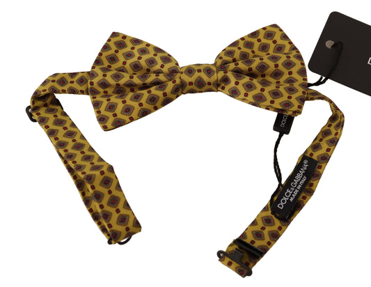 Dolce &amp; Gabbana Elegant Yellow Silk Bow Tie