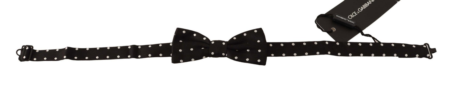 Dolce &amp; Gabbana Elegant Black Dotted Silk Bow Tie