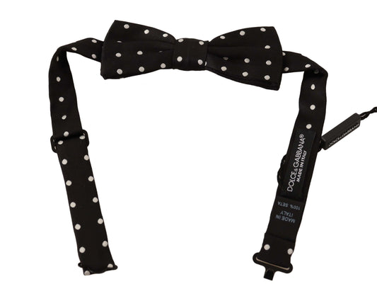 Dolce &amp; Gabbana Elegant Black Dotted Silk Bow Tie