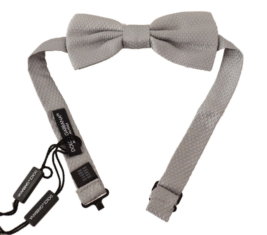 Dolce &amp; Gabbana Elegant Silk Bow Tie in Silver