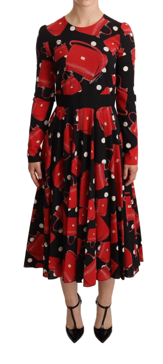 Dolce &amp; Gabbana Tyylikäs levenevä midi-mekko Sisilia-printillä