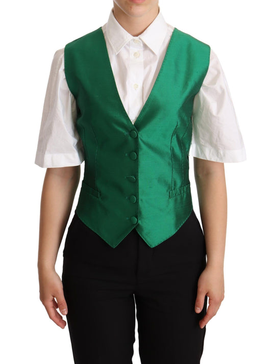 Dolce &amp; Gabbana Elegant green silk blend vest