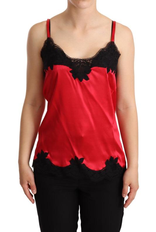 Dolce & Gabbana Bezauberndes rotes Seidenmischung-Spitzen-Camisole