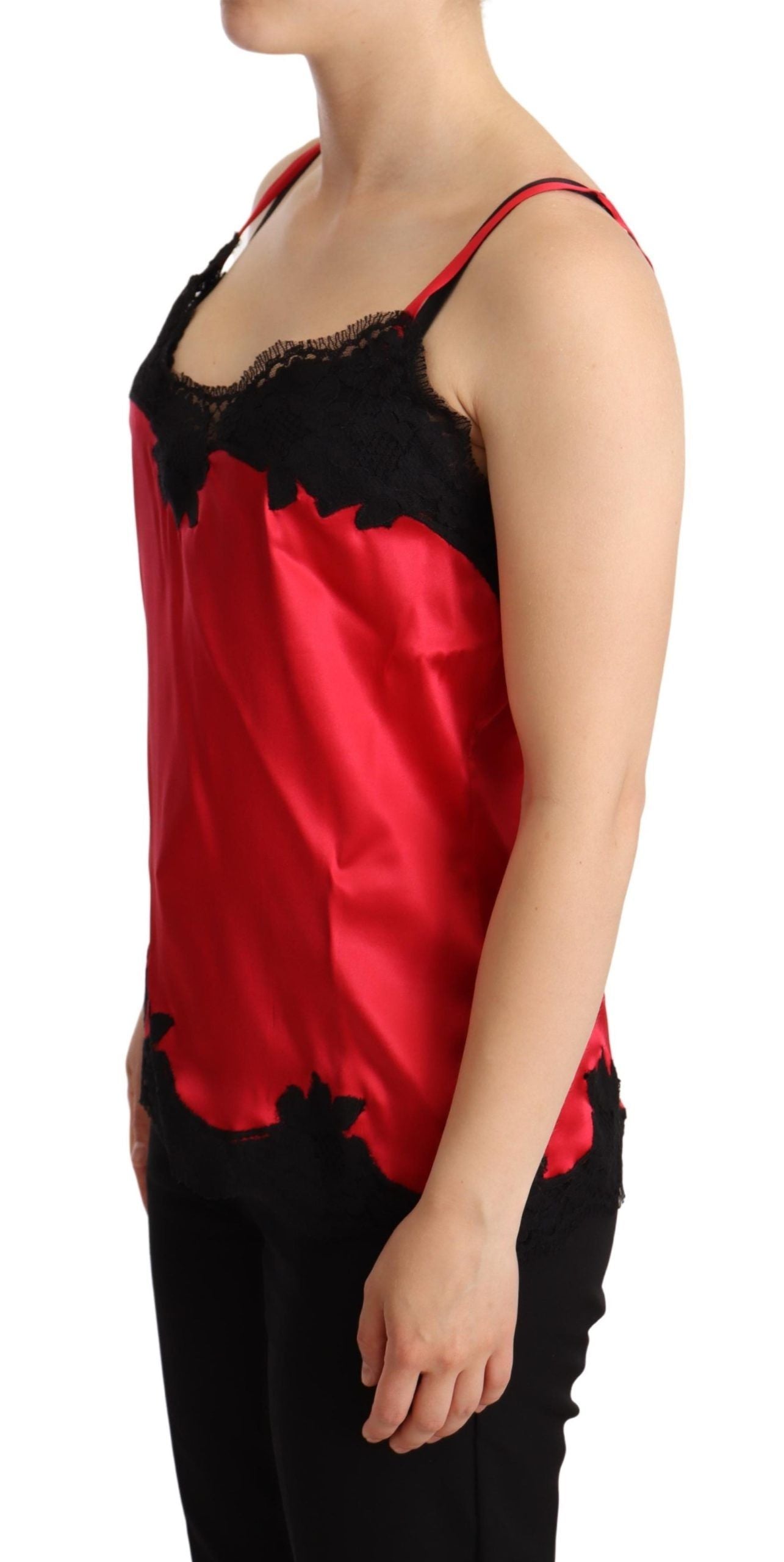 Dolce &amp; Gabbana Charming Red Silk Blend Lace Camisole