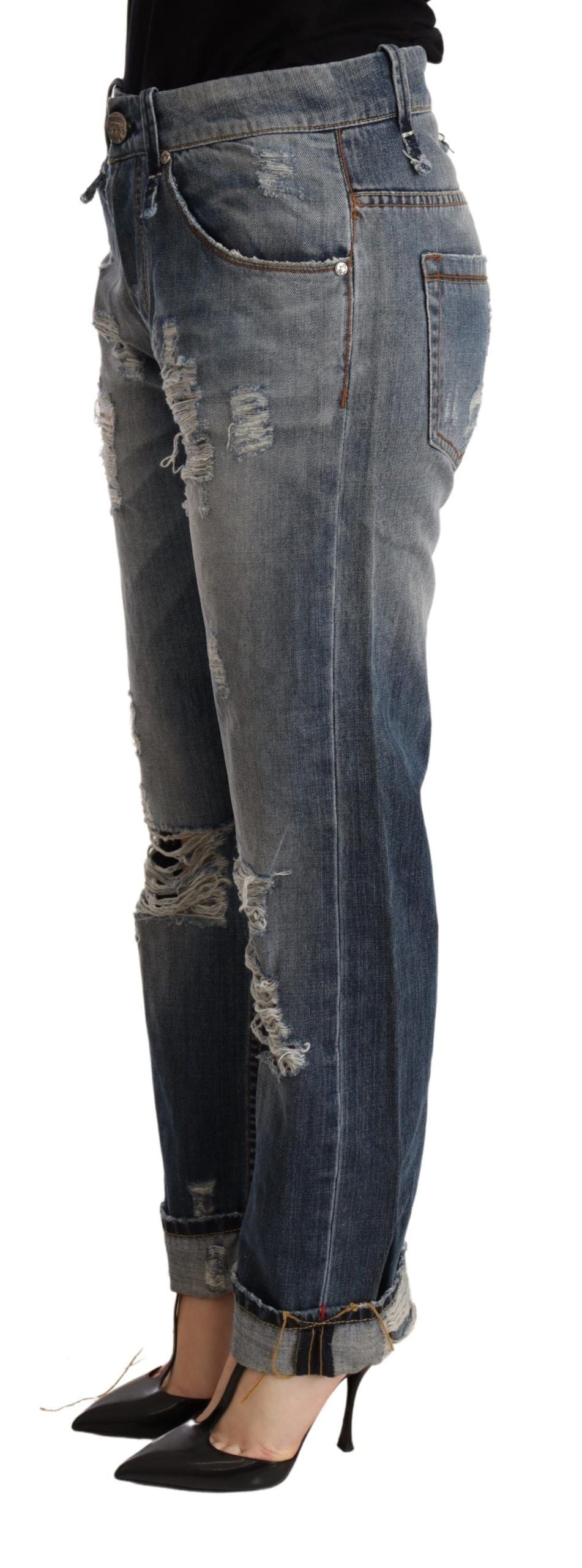 Acht Authentische Baggy Denim Jeans mit mittlerer Taille