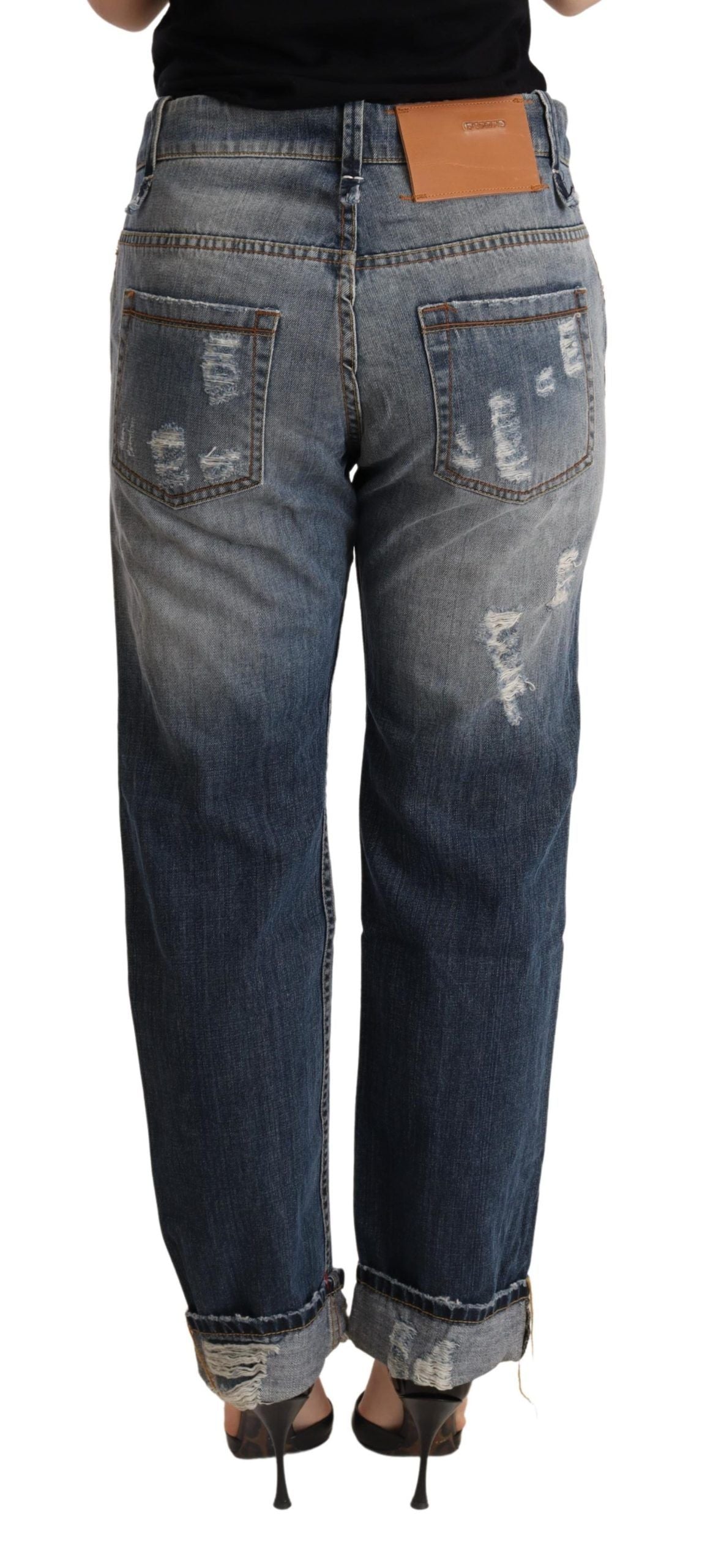 Acht Authentische Baggy Denim Jeans mit mittlerer Taille