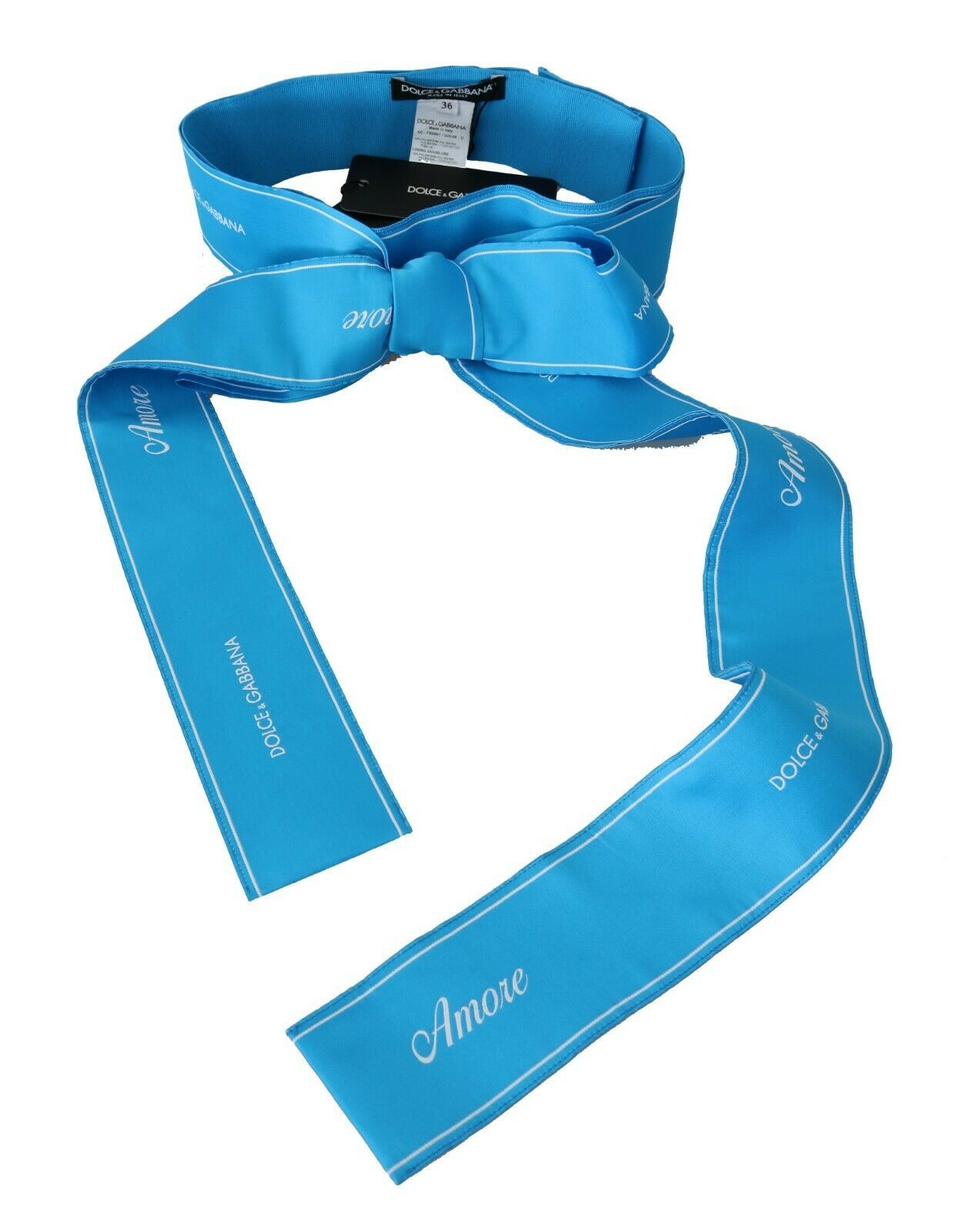 Dolce &amp; Gabbana Elegant Bow Snap Blue Belt