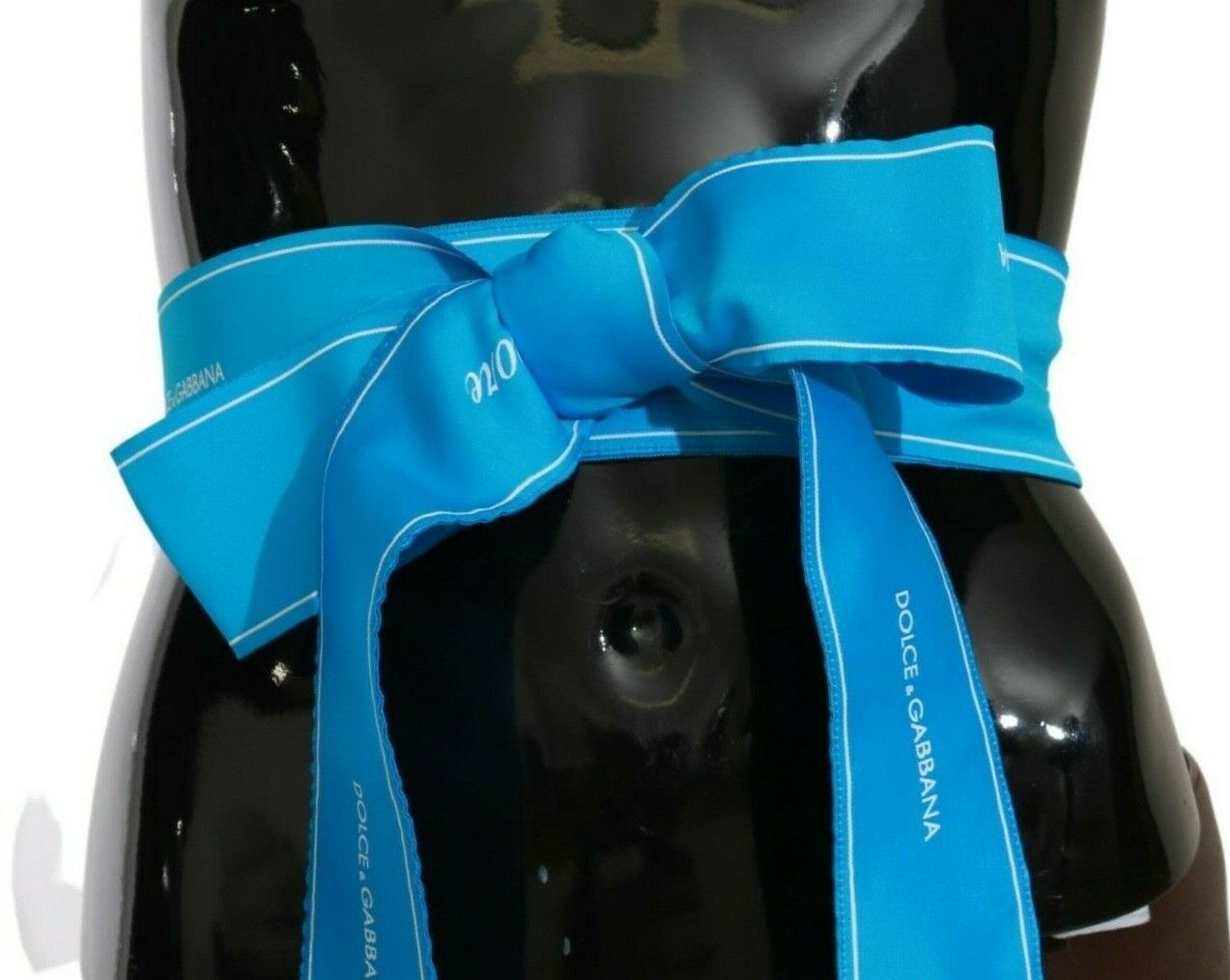 Dolce &amp; Gabbana Elegant Bow Snap Blue Belt