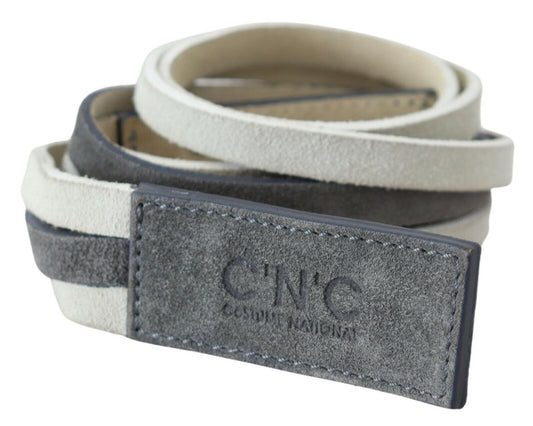 Costume National Chic logo belt made of white leather