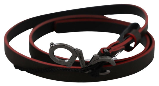 Costume National Maroon &amp; Black Italian Leather Belt