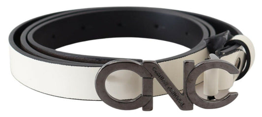 Costume National Metallic grey fashion belt made of Italian leather