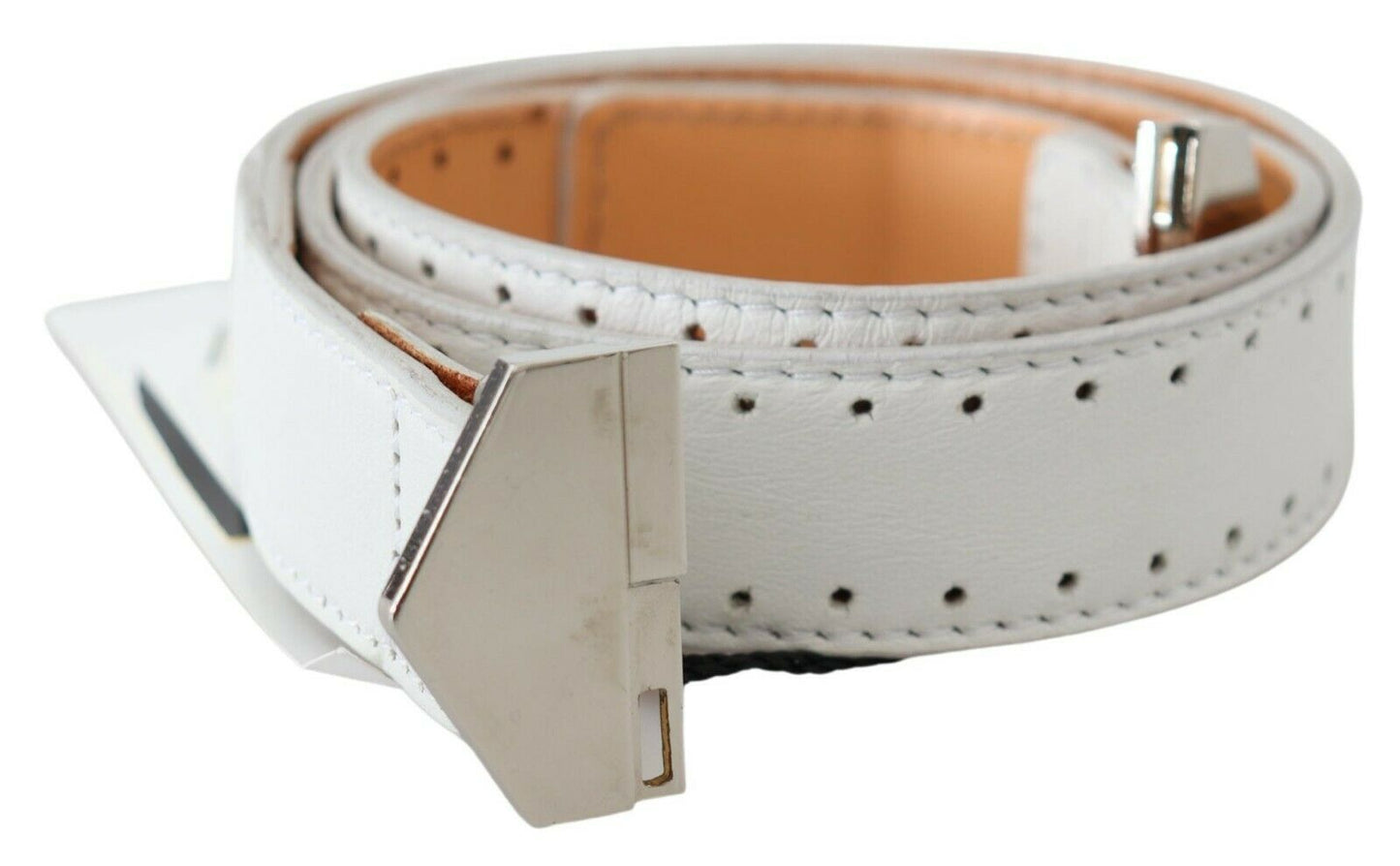 GF Ferre Elegant fashion belt made of white leather