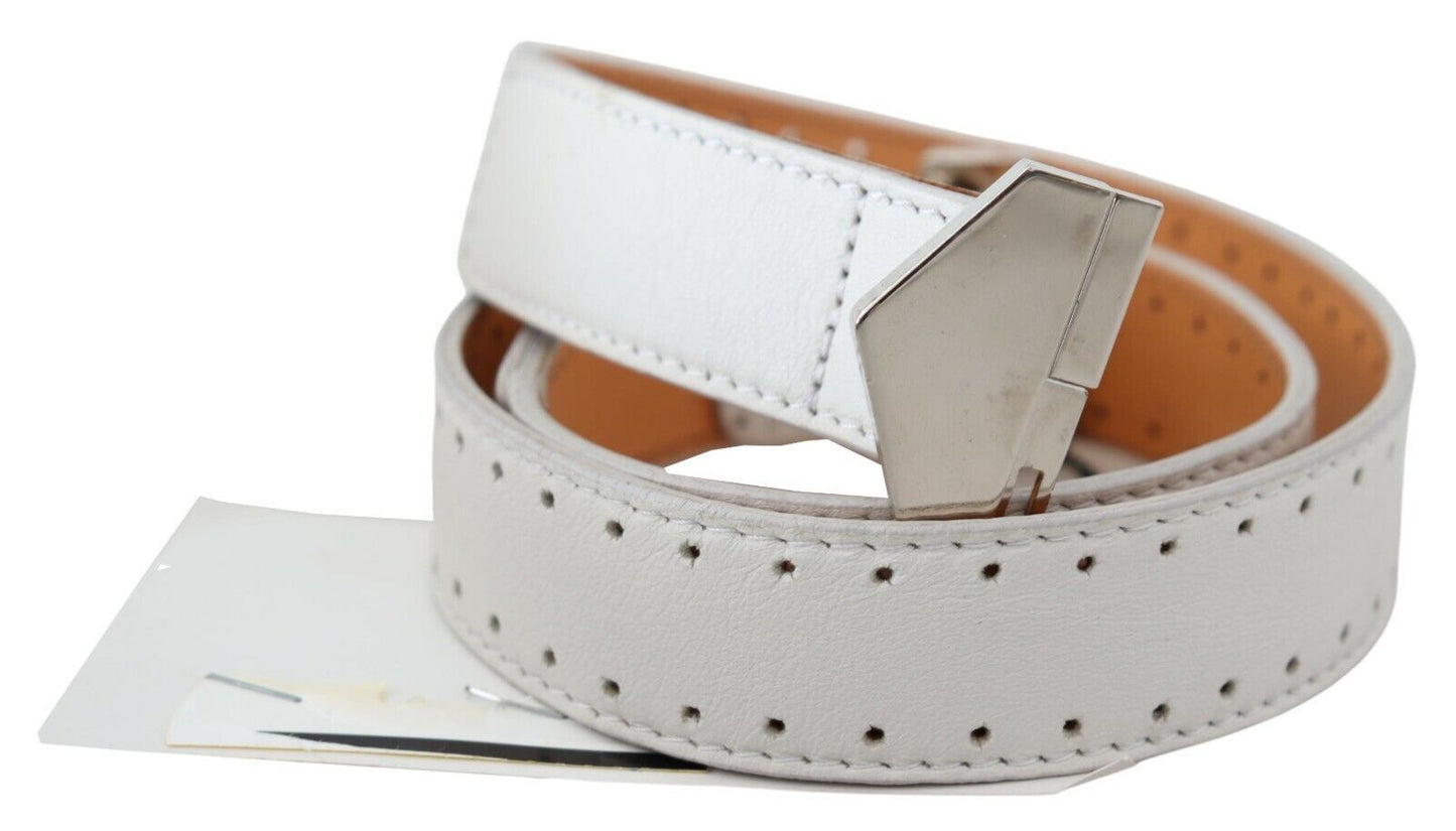 GF Ferre Elegant fashion belt made of white leather