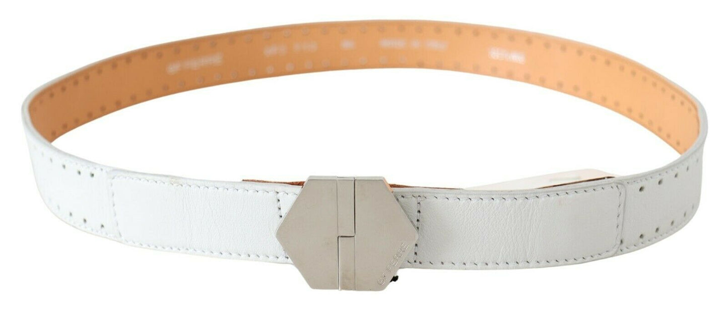 GF Ferre Elegant fashion belt made of white leather