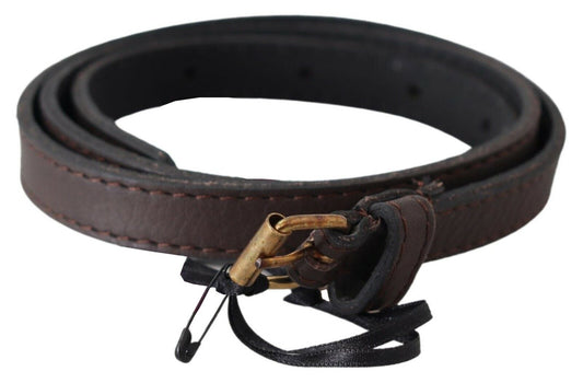 MILA SCHÖN Elegant brown leather belt with gold-colored buckle