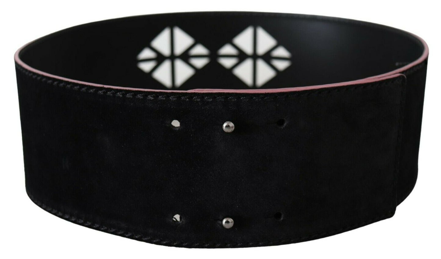 Costume National Elegant wide fashion belt made of leather with metal accents