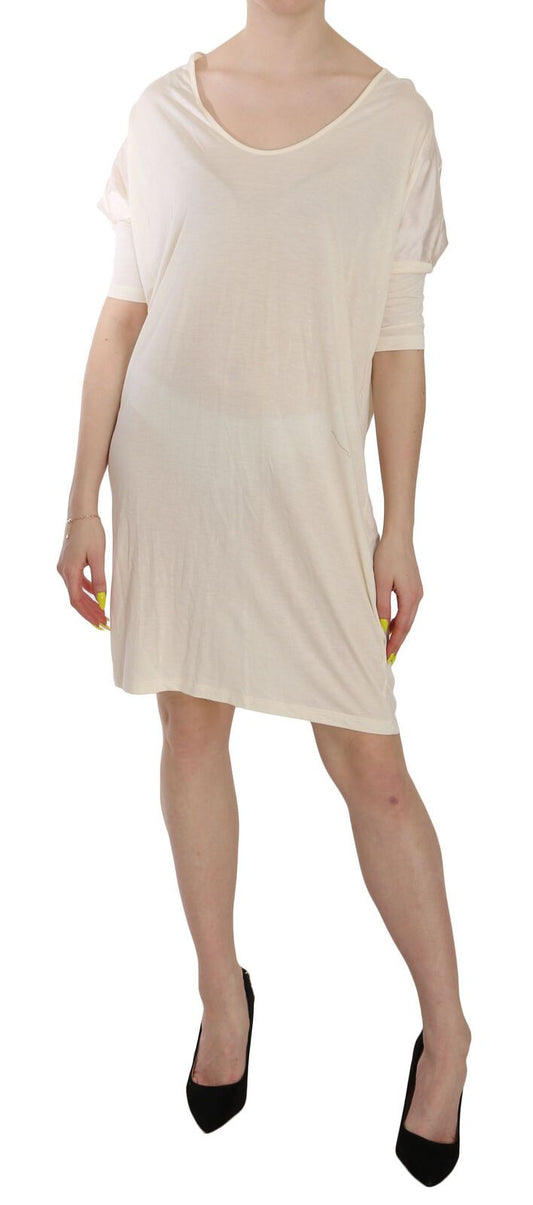 Costume National Chic cream A-line dress with elbow sleeves