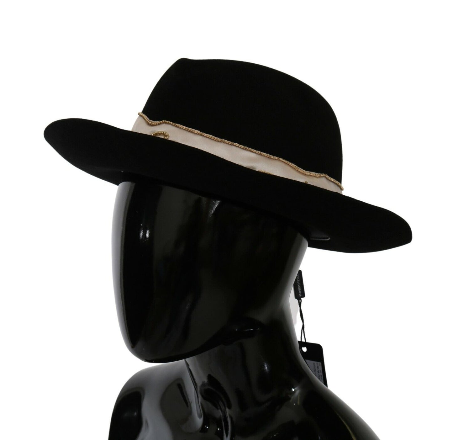 Dolce &amp; Gabbana Elegant Black Lapin Panama Hat with Wide Brim