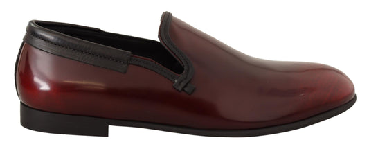 Dolce & Gabbana Elegante bordeauxfarbene Loafers aus Leder