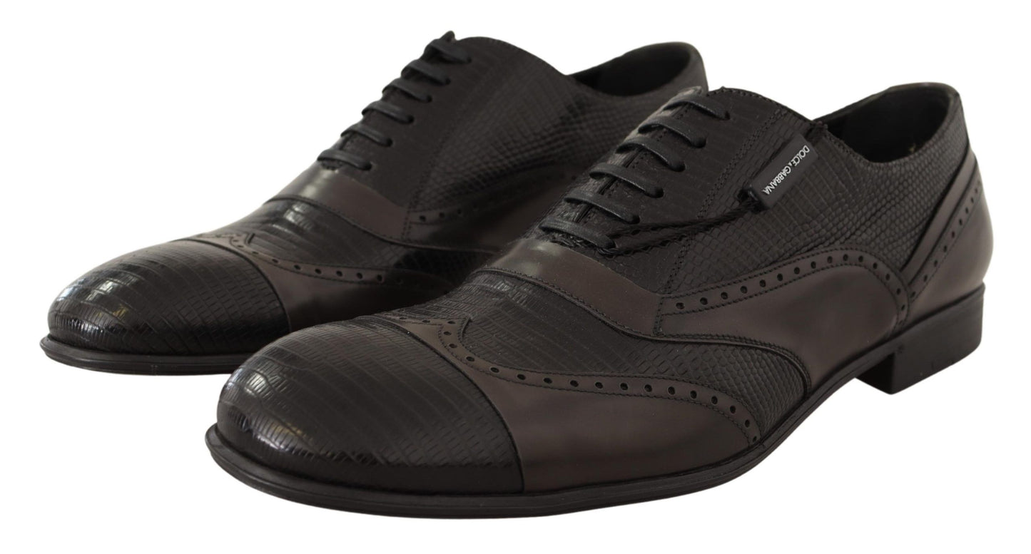 Dolce &amp; Gabbana Elegant Oxford -kengät ruskeaa liskonahkaa