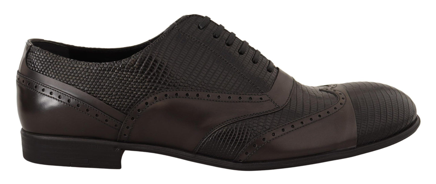 Dolce &amp; Gabbana Elegant Oxford -kengät ruskeaa liskonahkaa