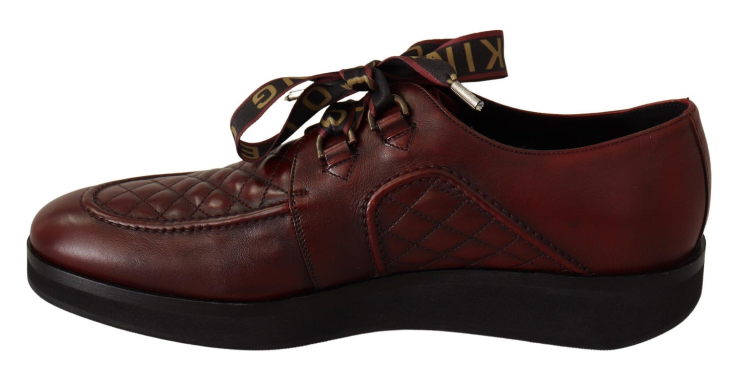 Dolce & Gabbana Elegante Bordeaux Derby-Lederschuhe