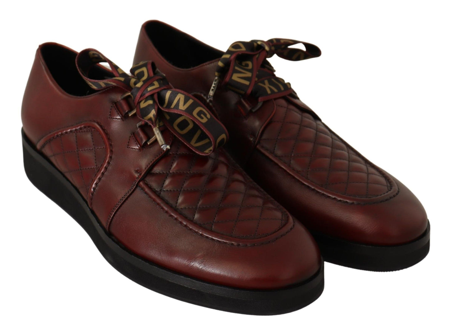 Dolce & Gabbana Elegante Bordeaux Derby-Lederschuhe