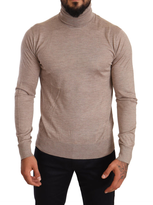 Dolce &amp; Gabbana beige cashmere-silk blend turtleneck sweater