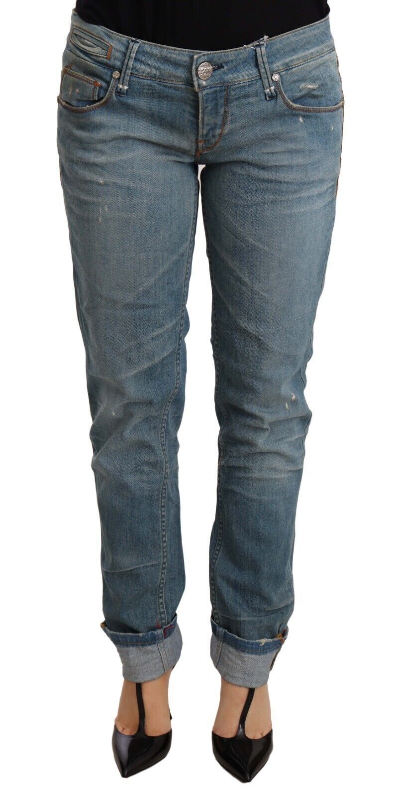 Eight Chic washed cotton denim with folded hem