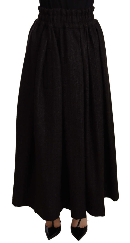 Dolce &amp; Gabbana Elegant A-line wool maxi skirt with high waist