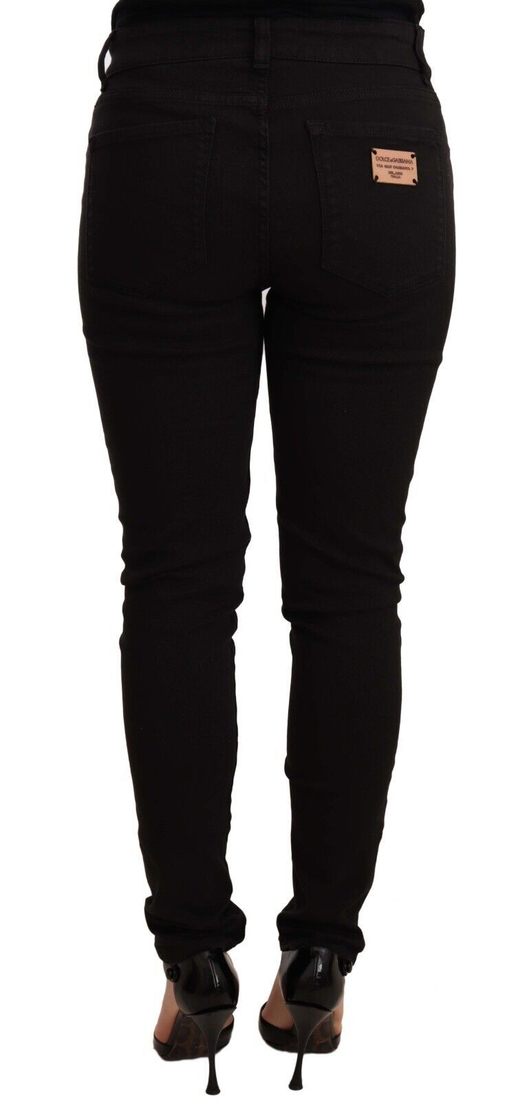 Dolce & Gabbana Schicke schwarze Skinny Denim Jeans mit mittlerer Taille