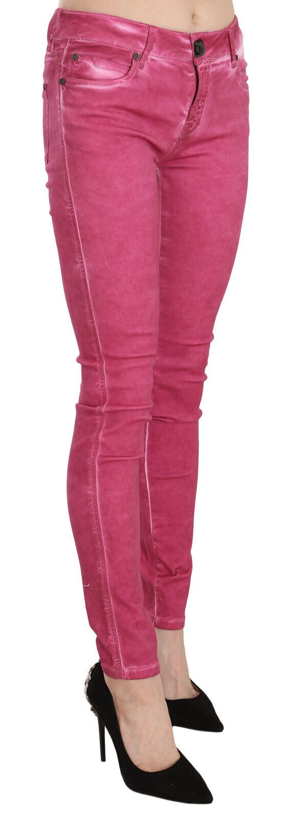 Dolce &amp; Gabbana Chic Pink Mid Waist Skinny Housut