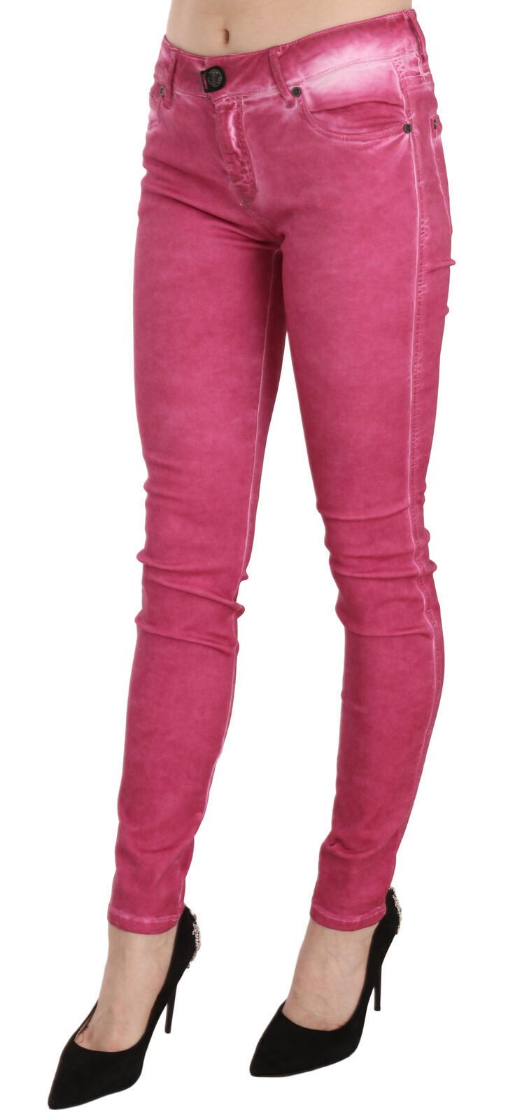 Dolce &amp; Gabbana Chic Pink Mid Waist Skinny Housut