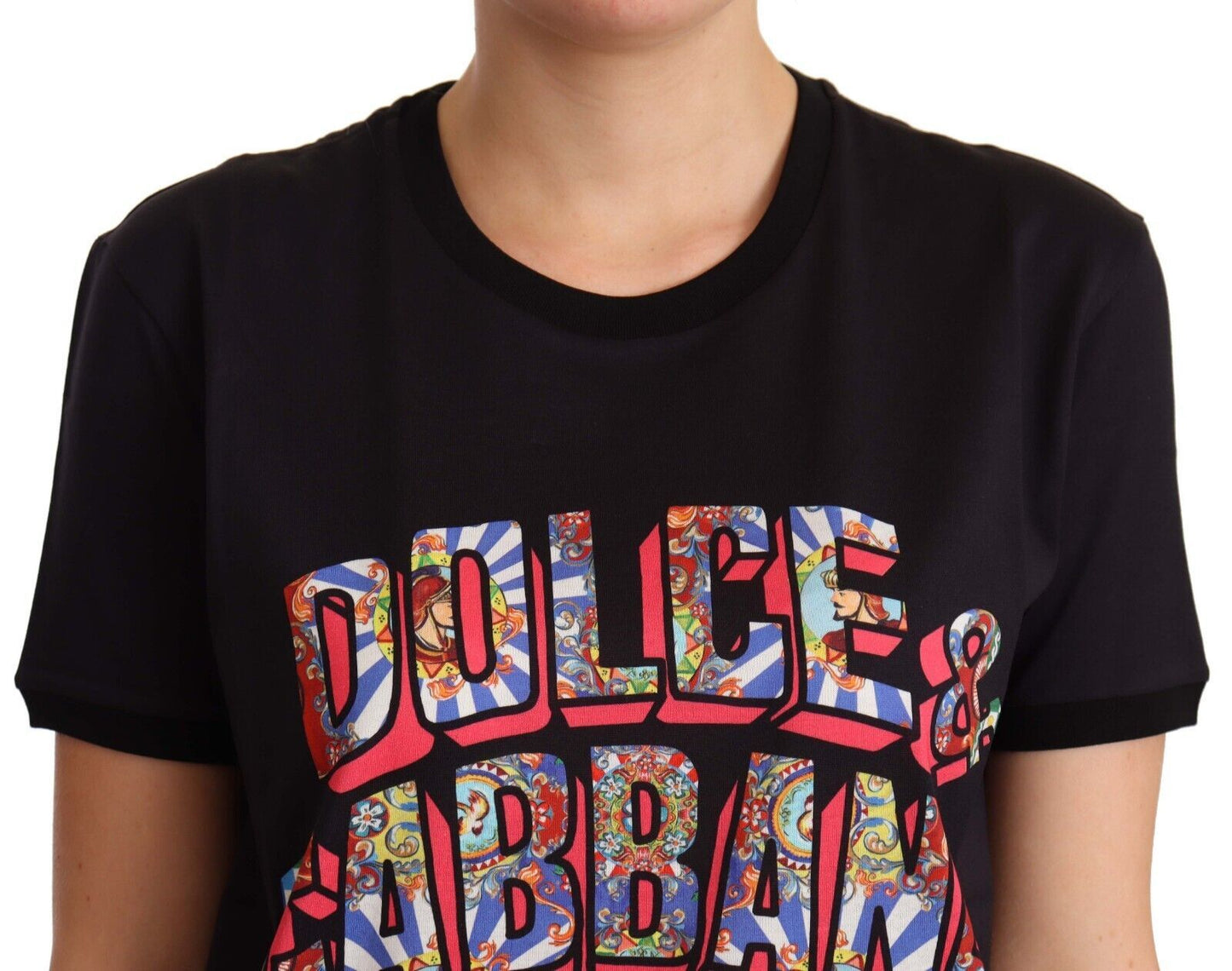 Dolce &amp; Gabbana Elegant Logo T-paita mustaa puuvillaa